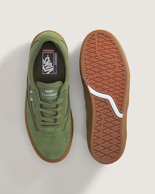 Vans Skate Curren Caples Shoes in Green/Gum - signature skate shoes with PopCush™ footbeds, DuraCap™ underlays, SickStick™ rubber outsole, and vulcanized sole