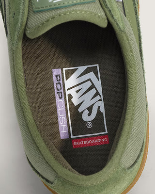 Vans Skate Curren Caples Shoes in Green/Gum - signature skate shoes with PopCush™ footbeds, DuraCap™ underlays, SickStick™ rubber outsole, and vulcanized sole