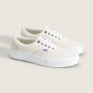 Vans Skate Era Skate Shoes in Marshmallow White — suede and canvas upper with vulcanized waffle outsole, PopCush™ footbeds, DuraCap™ reinforcement, and SickStick™ grip. The original skate shoe reengineered.

