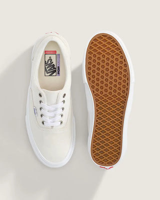 Vans Skate Era Skate Shoes in Marshmallow White — suede and canvas upper with vulcanized waffle outsole, PopCush™ footbeds, DuraCap™ reinforcement, and SickStick™ grip. The original skate shoe reengineered.

