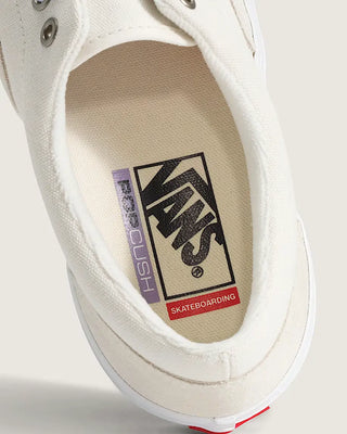 Vans Skate Era Skate Shoes in Marshmallow White — suede and canvas upper with vulcanized waffle outsole, PopCush™ footbeds, DuraCap™ reinforcement, and SickStick™ grip. The original skate shoe reengineered.

