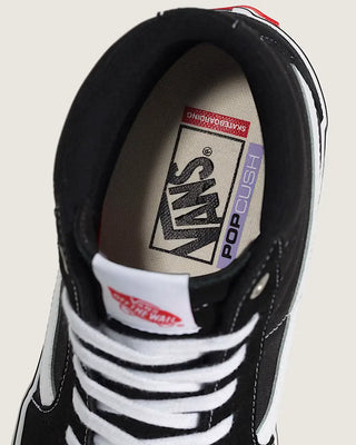 Close-up of a Vans sneaker with visible branding on the insole.