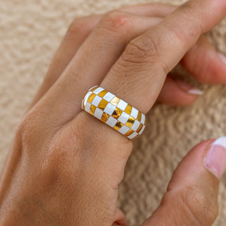 ALCO Jewelry Cabana Ring - 18K gold-plated stainless steel, hypoallergenic, water-resistant.