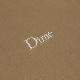 Tan Dime t-shirt with small embroidered logo on chest and classic short sleeve silhouette.
