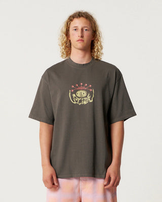 Critical Slide Madness Tee Ashphalt with jumbo fit, heavy cotton jersey, double-wash finish, and oversized front and back prints.