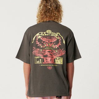 Critical Slide Madness Tee Ashphalt with jumbo fit, heavy cotton jersey, double-wash finish, and oversized front and back prints.