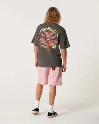 Critical Slide Madness Tee Ashphalt with jumbo fit, heavy cotton jersey, double-wash finish, and oversized front and back prints.