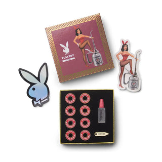 Cortina T Funk Playboy Bearing - Cortina Signature Series. Burgundy Playboy design shields, bearing lubricant, shield popper key, and 2 Playboy stickers included.