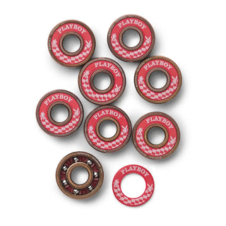 Cortina T Funk Playboy Bearing - Cortina Signature Series. Burgundy Playboy design shields, bearing lubricant, shield popper key, and 2 Playboy stickers included.