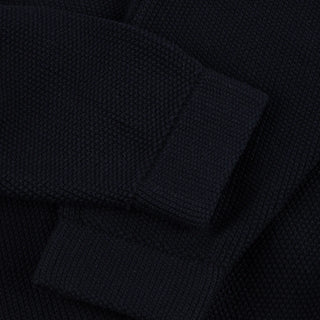 Front view of Dime Knitted Pique Zip Sweater in Dark Navy with a two-way silver zipper, raglan sleeves, and subtle left-chest logo