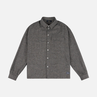Silver Dime wool overshirt with clean minimal design and button front.