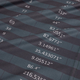 Textured surface with measurements and numbers printed on it