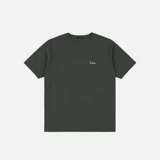 Front view of Dime Classic Logo Tee in Pirate Black with a small white embroidered Dime logo on the left chest
