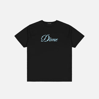 Black t-shirt with 'Dime' logo on a white background