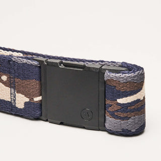 Arcade Terroflage Stretch Belt in Navy Oatwith camouflage design, patented A2 buckle, and recycled REPREVE®️ material.