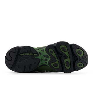 New Balance 1000 sneakers in Utility Green and Oregano colorway with inverted mesh underlays and suede overlays