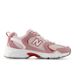 New Balance 530 sneakers in Rosewood and Pink Salt colorway with retro styling and ABZORB cushioning
