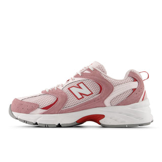 New Balance 530 sneakers in Rosewood and Pink Salt colorway with retro styling and ABZORB cushioning