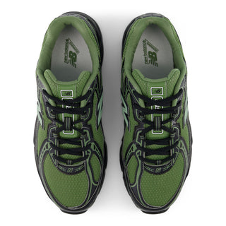 New Balance 740 sneakers in Utility Green and Black colorway with retro Y2K styling and ABZORB cushioning