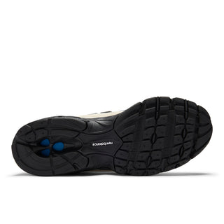 New Balance 740 sneakers in Timberwolf and White colorway with mesh and leather-look construction and ABZORB technology