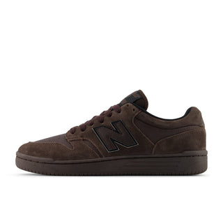 New Balance Numeric 480 skate shoes in Chocolate/Chocolate colorway with heritage hoops styling and FuelCell cushioning