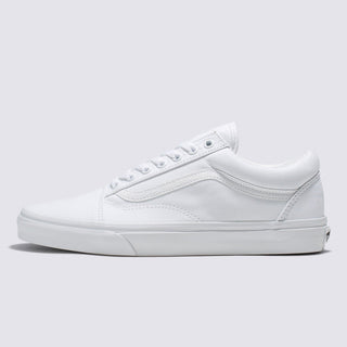 Vans Old Skool Canvas Shoe in True White, iconic low-top with durable construction and classic Sidestripe.