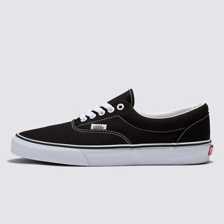 Vans Skate Era Shoe in Black, featuring sturdy canvas uppers, supportive padded collars, and signature rubber waffle outsoles.