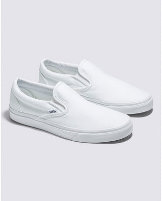 Vans Classic Slip-On in True White, sleek, comfortable, and effortlessly stylish for everyday wear.