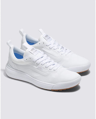 Vans UltraRange EXO Shoe in True White, with breathable design, UltraCush Lite midsole, and all-terrain reverse waffle outsoles.