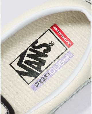 Vans Skate Slip-On Checkerboard Shoe in Black/Off White, enhanced with DURACAP, SickStick grip, and PopCush cushioning.