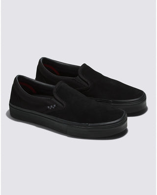 Vans Skate Slip-On Shoe in Black/Black, enhanced with DURACAP reinforcement, SickStick grip, and PopCush cushioning.