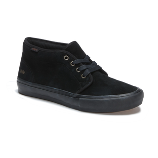 Vans Atiba Jefferson Skate Chukka in Black/Black — limited-edition United Through Skateboarding collab with archival John Cardiel insole print, Haze graffiti logos, PopCush™ footbeds, and SickStick™ gum rubber outsole