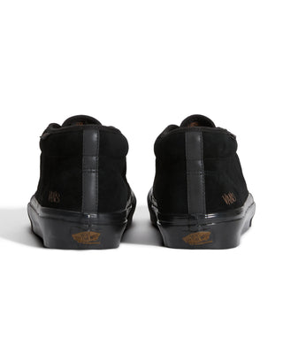 Vans Atiba Jefferson Skate Chukka in Black/Black — limited-edition United Through Skateboarding collab with archival John Cardiel insole print, Haze graffiti logos, PopCush™ footbeds, and SickStick™ gum rubber outsole