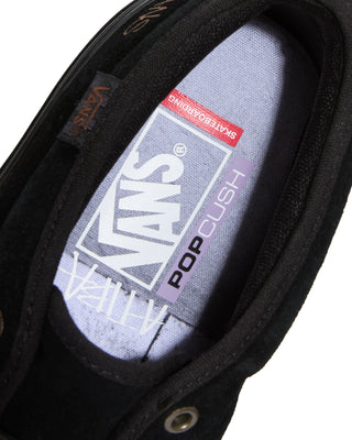 Vans Atiba Jefferson Skate Chukka in Black/Black — limited-edition United Through Skateboarding collab with archival John Cardiel insole print, Haze graffiti logos, PopCush™ footbeds, and SickStick™ gum rubber outsole