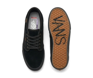 Vans Atiba Jefferson Skate Chukka in Black/Black — limited-edition United Through Skateboarding collab with archival John Cardiel insole print, Haze graffiti logos, PopCush™ footbeds, and SickStick™ gum rubber outsole