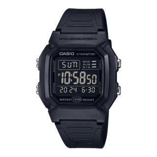 Casio W-800H-1BV digital watch with dual time and LED backlight.