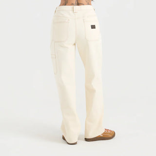 Roark HWY 1 Denim Pant in Bone - relaxed fit straight leg pant with high rise, button fly closure, and utility pockets"