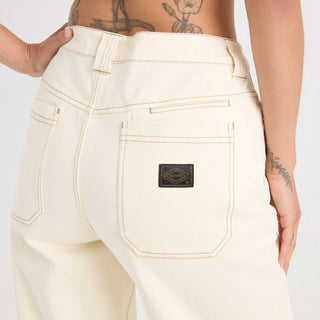 Roark HWY 1 Denim Pant in Bone - relaxed fit straight leg pant with high rise, button fly closure, and utility pockets"