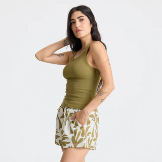 Roark Wind Worn Tank Top in Dusty Olive - women's technical tank top with dri-release rib knit fabric, moisture wicking, skinny straps, and cropped fit