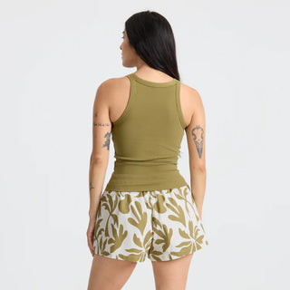 Roark Wind Worn Tank Top in Dusty Olive - women's technical tank top with dri-release rib knit fabric, moisture wicking, skinny straps, and cropped fit