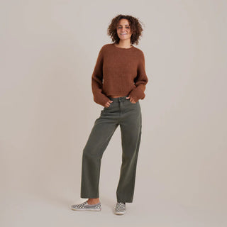 Roark Kos oversized sweater in otter with brushed yarn texture.