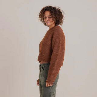 Roark Kos oversized sweater in otter with brushed yarn texture.