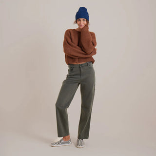 Roark Kos oversized sweater in otter with brushed yarn texture.