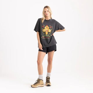 Roark Tomas Wildflower oversized black tee with distressed vintage-inspired graphic.