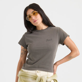 Roark Safecamp Muse Premium Tee in Vintage Brown - slim fit tee with 100% organic cotton, vintage wash, and tonal embroidered logo