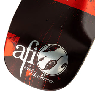 AFI x Welcome "Sing the Sorrow on Golem Red Foil" Skateboard Deck. This limited edition deck features vibrant red foil with the iconic "Sing the Sorrow" album artwork.