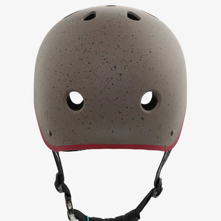 YEPA T-Shell Plus Helmet in Stone Speckled colorway with hand-flicked paint spatter and dark red accent stripe