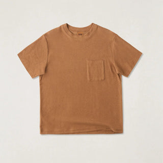 Rhythm Vintage Terry Tee in Tobacco, 100% cotton reverse terry construction washed for a soft hand feel with self-neck band and Rhythm trims in a relaxed beach-ready fit