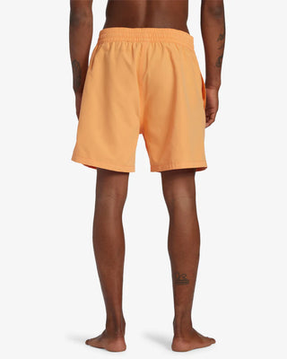 Billabong melon-colored elastic waist shorts, lightweight, quick-drying, made from recycled materials.