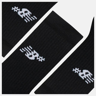 New Balance Numeric Active Crew Socks 3 Pack in Black with NB DRY moisture-wicking technology, cushioned footbed, mesh top, arch band support, ribbed leg, and embroidered logo branding
